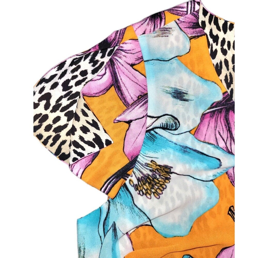 Chico's Dress Women's Tropical Floral Reversible Animal Size M - Picture 3 of 6